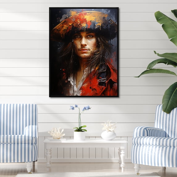 Designart "Reflecting Rogue Buccaneers" Pirate Floater Framed Wall Art Living Room