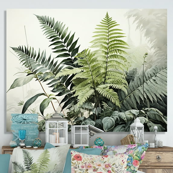 Designart "Reflecting Topaz Tones in Ferns" Floral Canvas Wall Art