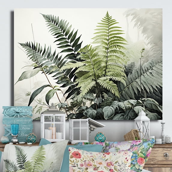 Designart "Reflecting Topaz Tones in Ferns" Floral Metal Wall Art