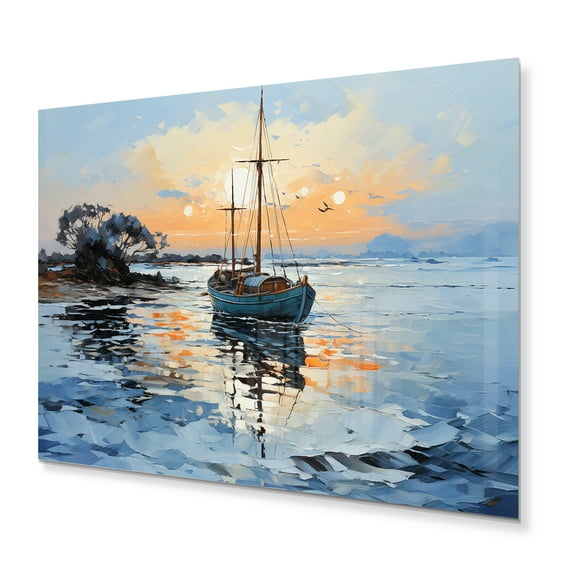 Designart "Reflecting on Sailing Boats VI" Nautical & Beach Metal Wall Art