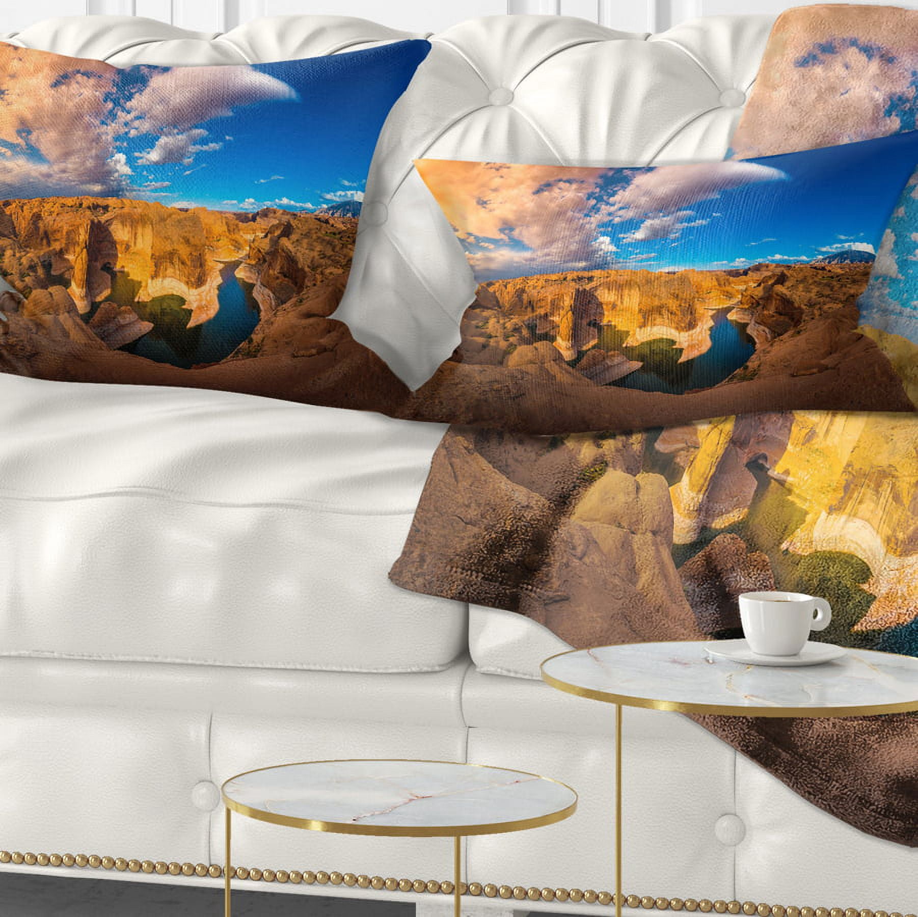 Designart Reflection Canyon Lake Powell - Landscape Printed Throw Pillow - 12x20