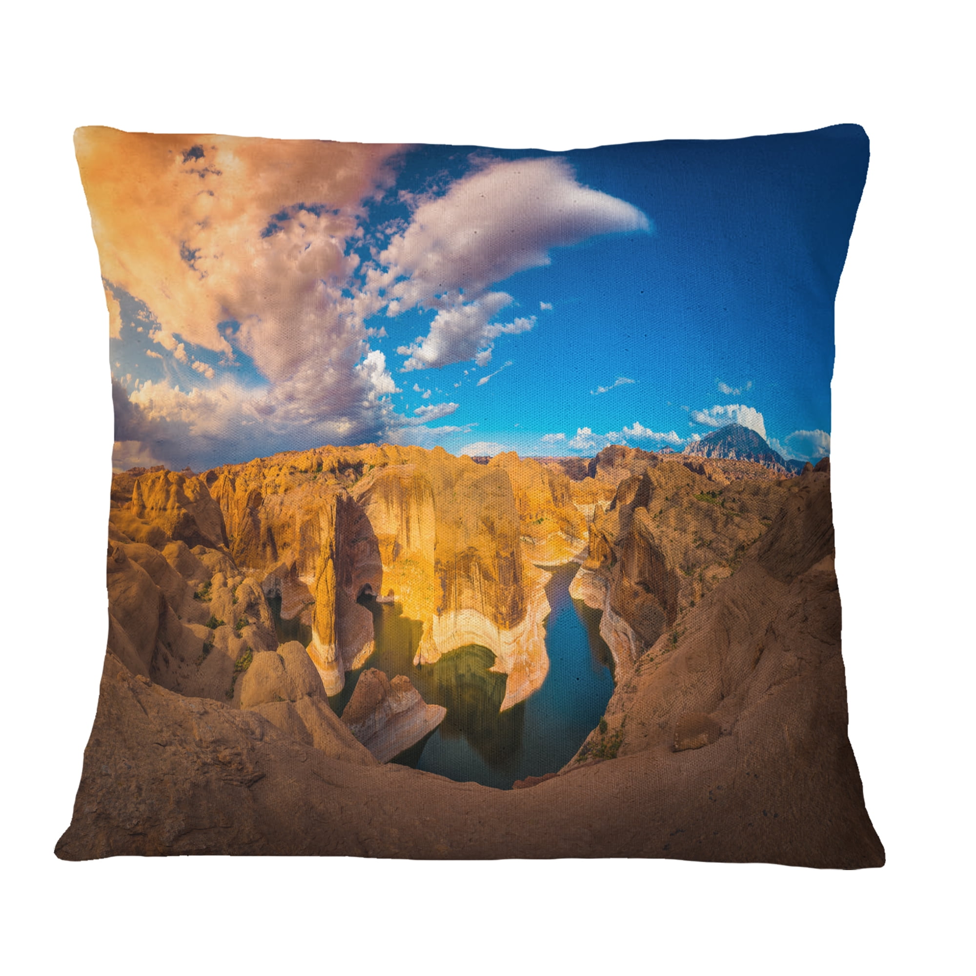 Designart Reflection Canyon Lake Powell - Landscape Printed Throw Pillow - 18x18