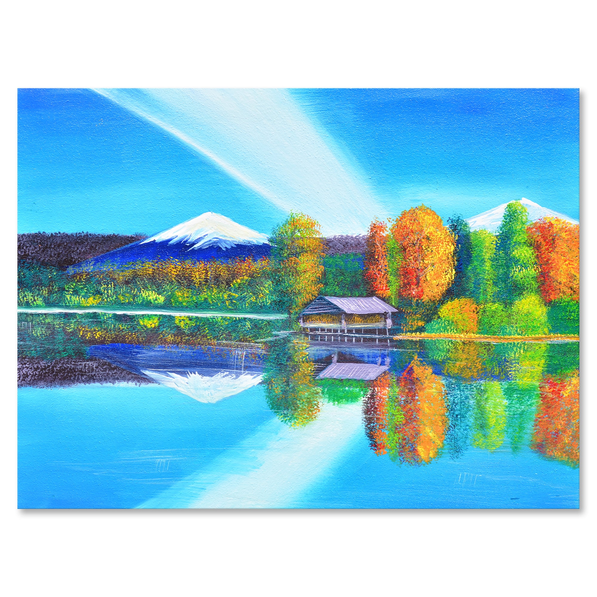 Designart ' Reflection Of Mountain and Sky On The Lake Water ' Nautical & Coastal Canvas Wall Art Print