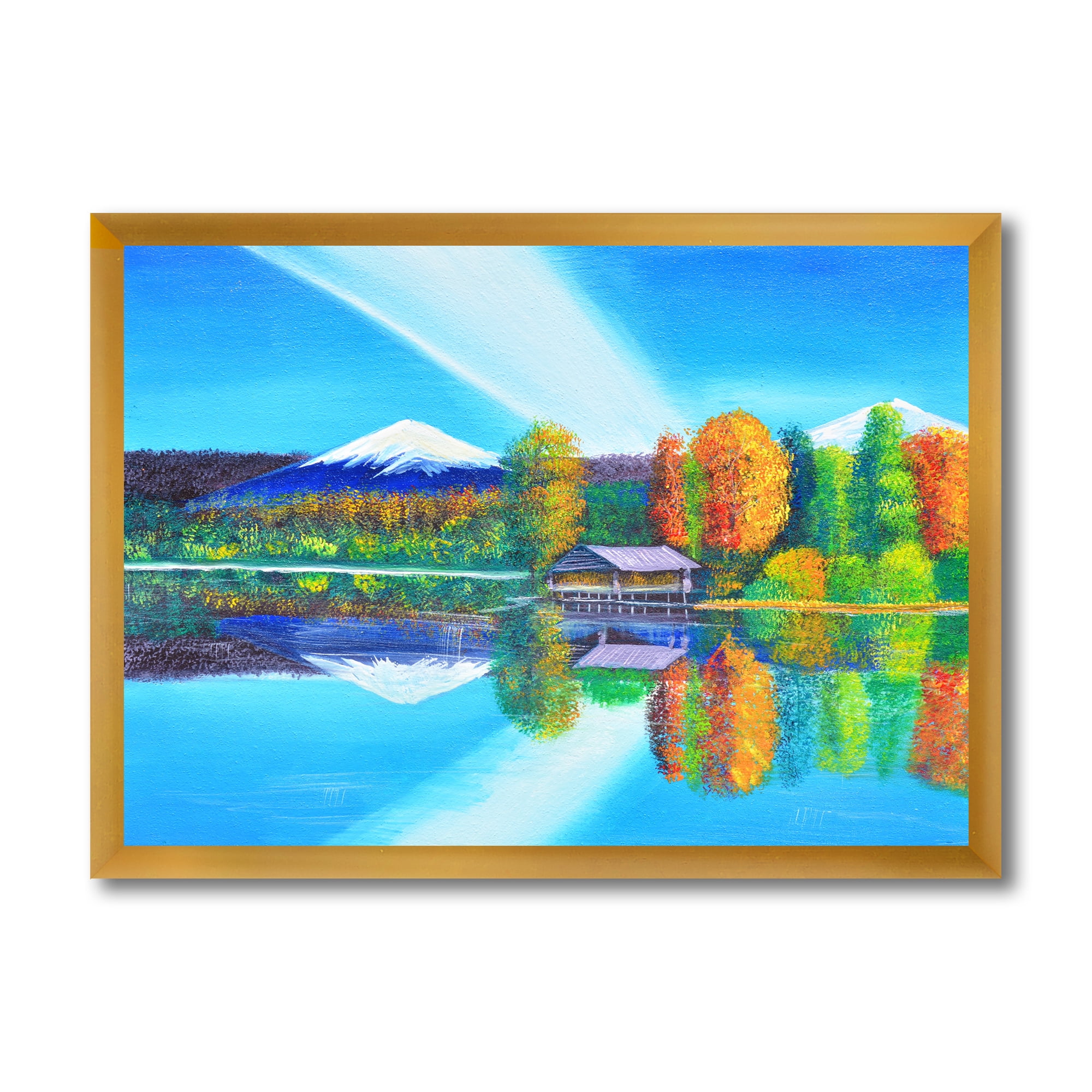Designart 'Reflection Of Mountain and Sky On The Lake Water' Nautical & Coastal Framed Art Print