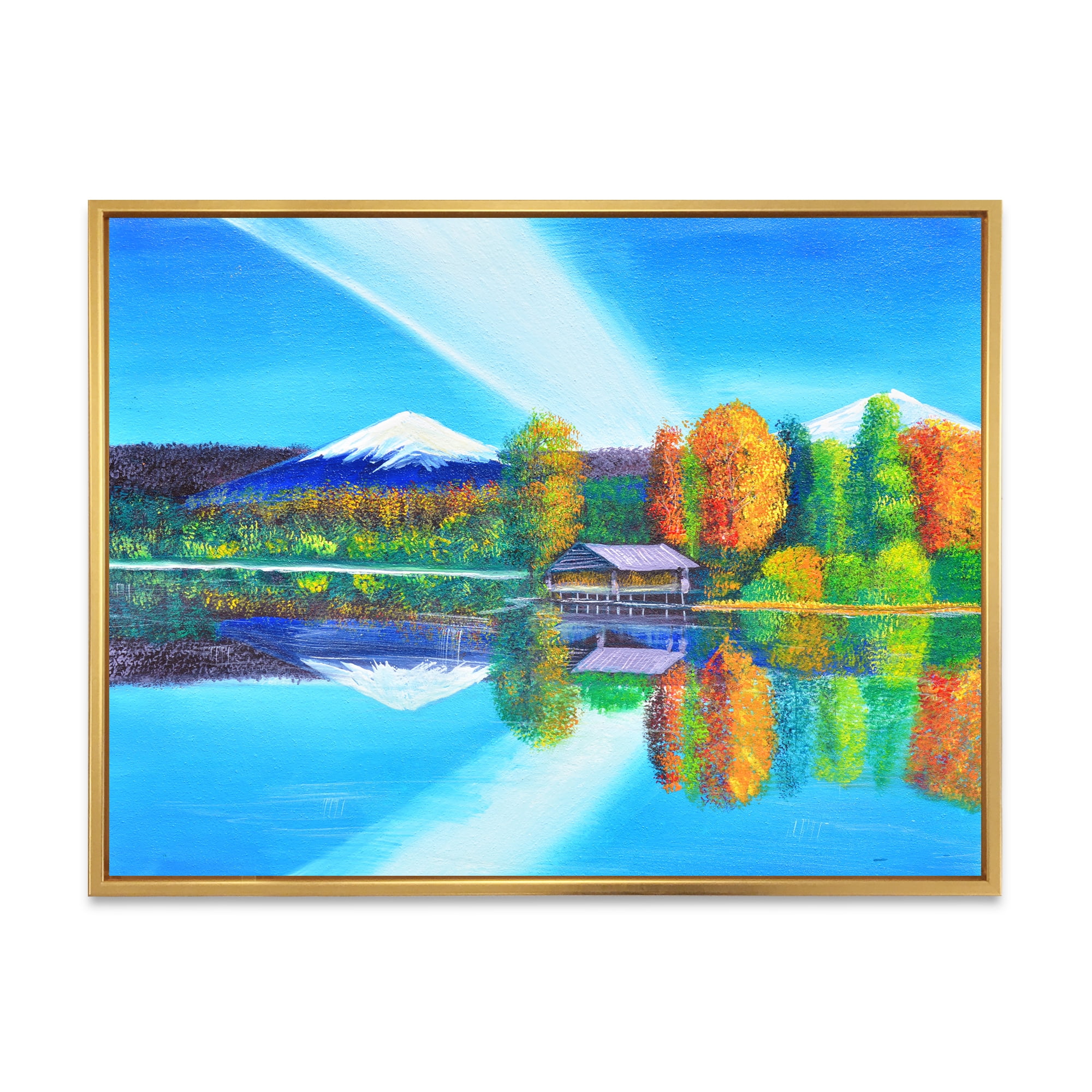 Designart 'Reflection Of Mountain and Sky On The Lake Water' Nautical & Coastal Framed Canvas Wall Art Print