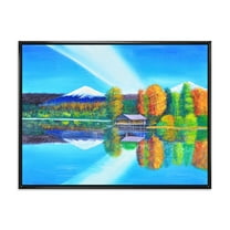 Designart 'Reflection Of Mountain and Sky On The Lake Water' Nautical & Coastal Framed Canvas Wall Art Print