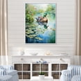 thumbnail image 1 of Designart "Reflections Duck Pond Serenity IV" Animals Framed Wall Art - Traditional Green Duck Entryway Framed Wall Art Print, 1 of 6