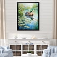 thumbnail image 1 of Designart "Reflections Duck Pond Serenity IV" Animals Framed Wall Art - Traditional Green Duck Entryway Framed Wall Art Print, 1 of 6