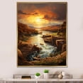 thumbnail image 1 of Designart "Reflections Warm Dam Sunset wall art" Cityscapes Floater Framed Wall Art Living Room, 1 of 7