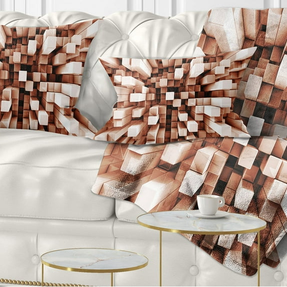Designart Reflective Checkered Cube - Contemporary Throw Pillow - 12x20