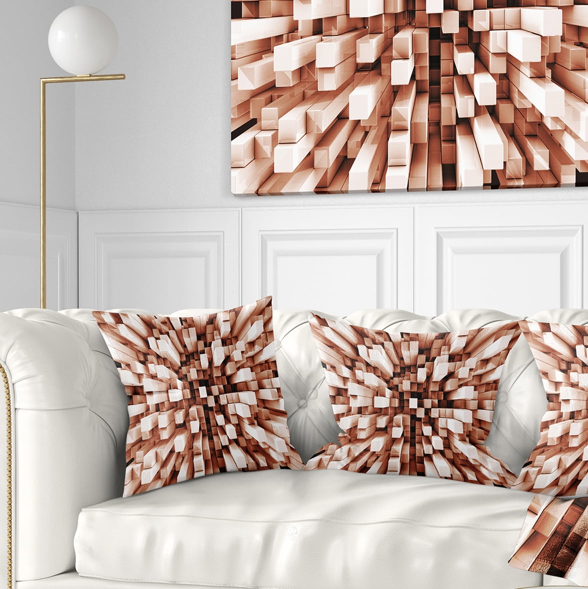 Designart Reflective Checkered Cube - Contemporary Throw Pillow - 18x18