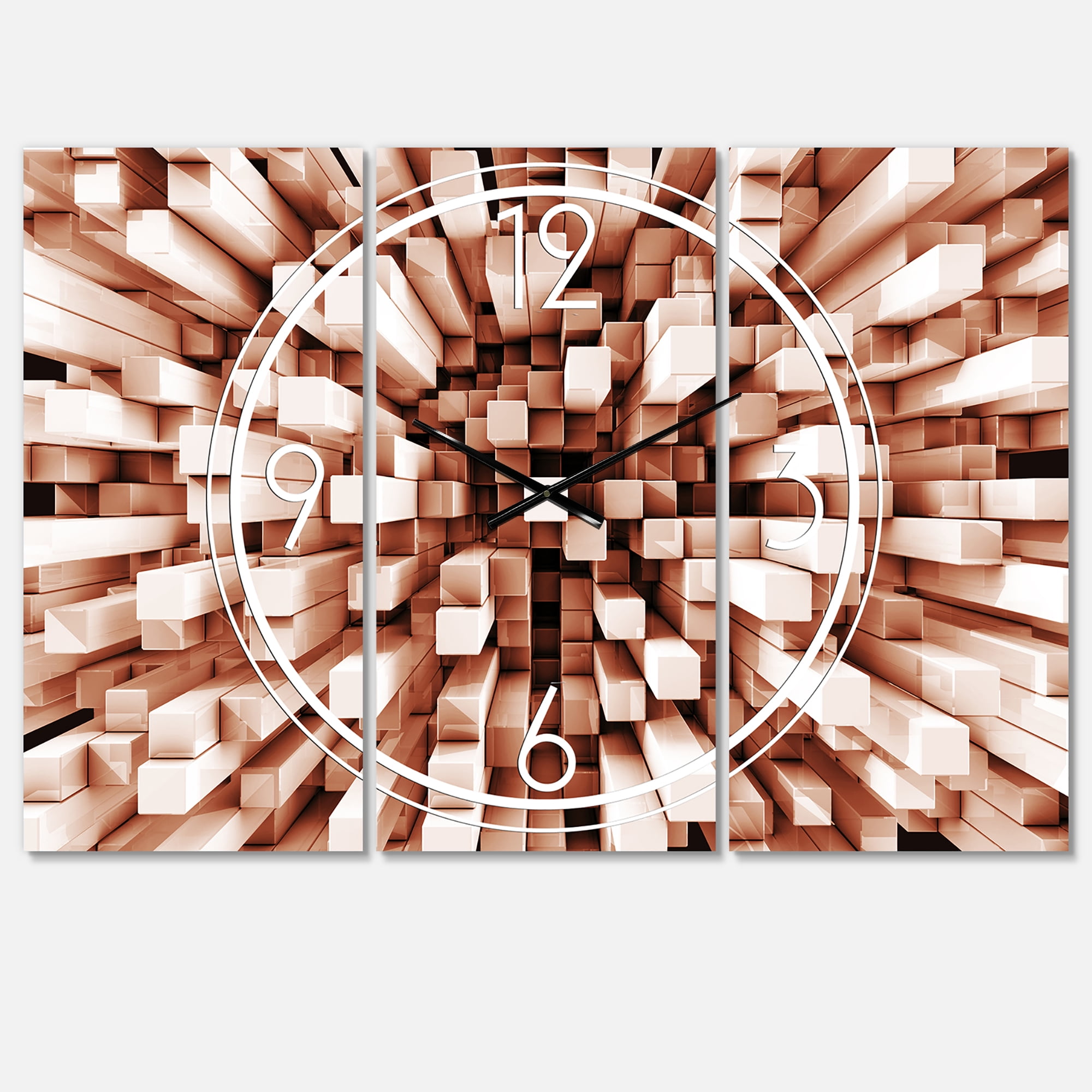 Designart 'Reflective Checkered Cube' Modern wall clock