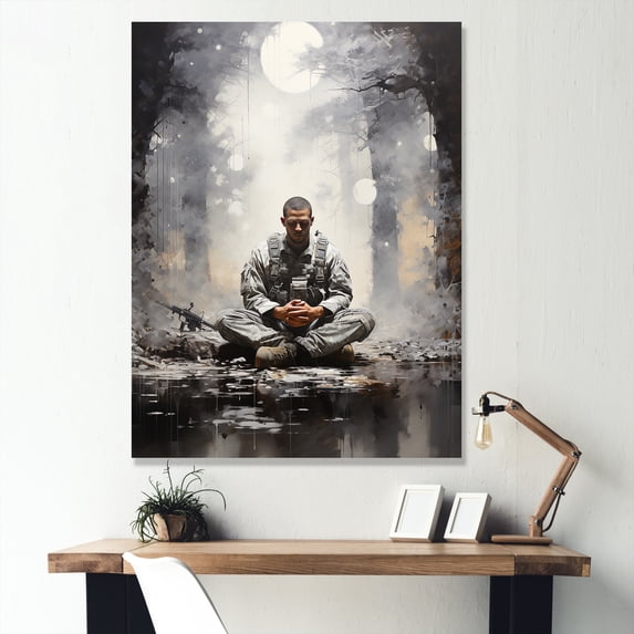 Designart "Reflective Moment Of A Military Soldier" Military Wall Art Prints