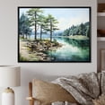 thumbnail image 1 of Designart "Reflective Pine Trees II" Tree Pine Floater Framed Wall Art Print, 1 of 7