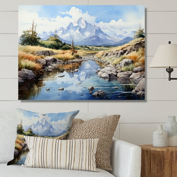 Designart "Reflective Pinnacles in the Mountains II" Landscapes Canvas Art Print