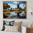 thumbnail image 1 of Designart "Reflective Windmills in Holland II" Windmills Floater Framed Wall Art Living Room, 1 of 7