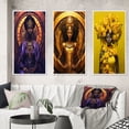 thumbnail image 1 of Designart "Regal African Queen in Purple" African American Woman Framed Wall Art Set Of 3 - Black Woman African American Frame Gallery Wall Set For Home Decor, 1 of 6