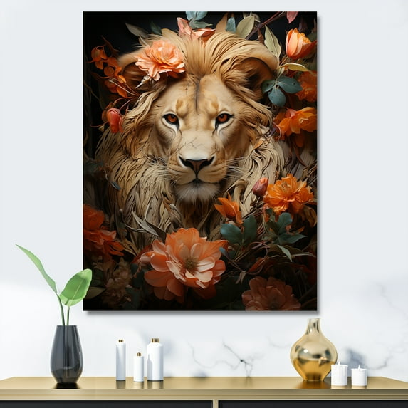 Designart "Regal Portraits Of Lions I" Animals Lion Canvas Prints