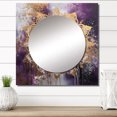 Designart "Regal Purple and Gold Mandala II" Boho Mandala Square Mirror