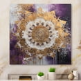 thumbnail image 1 of Designart "Regal Purple and Gold Mandala II" Boho Mandala Metal Wall Art, 1 of 5