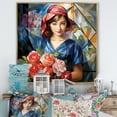 thumbnail image 1 of Designart "Reimagined Colorful Mona Lisa" Fashion Framed Wall Art - Modern Blue Classics Bedroom Framed Canvas Wall Art, 1 of 6