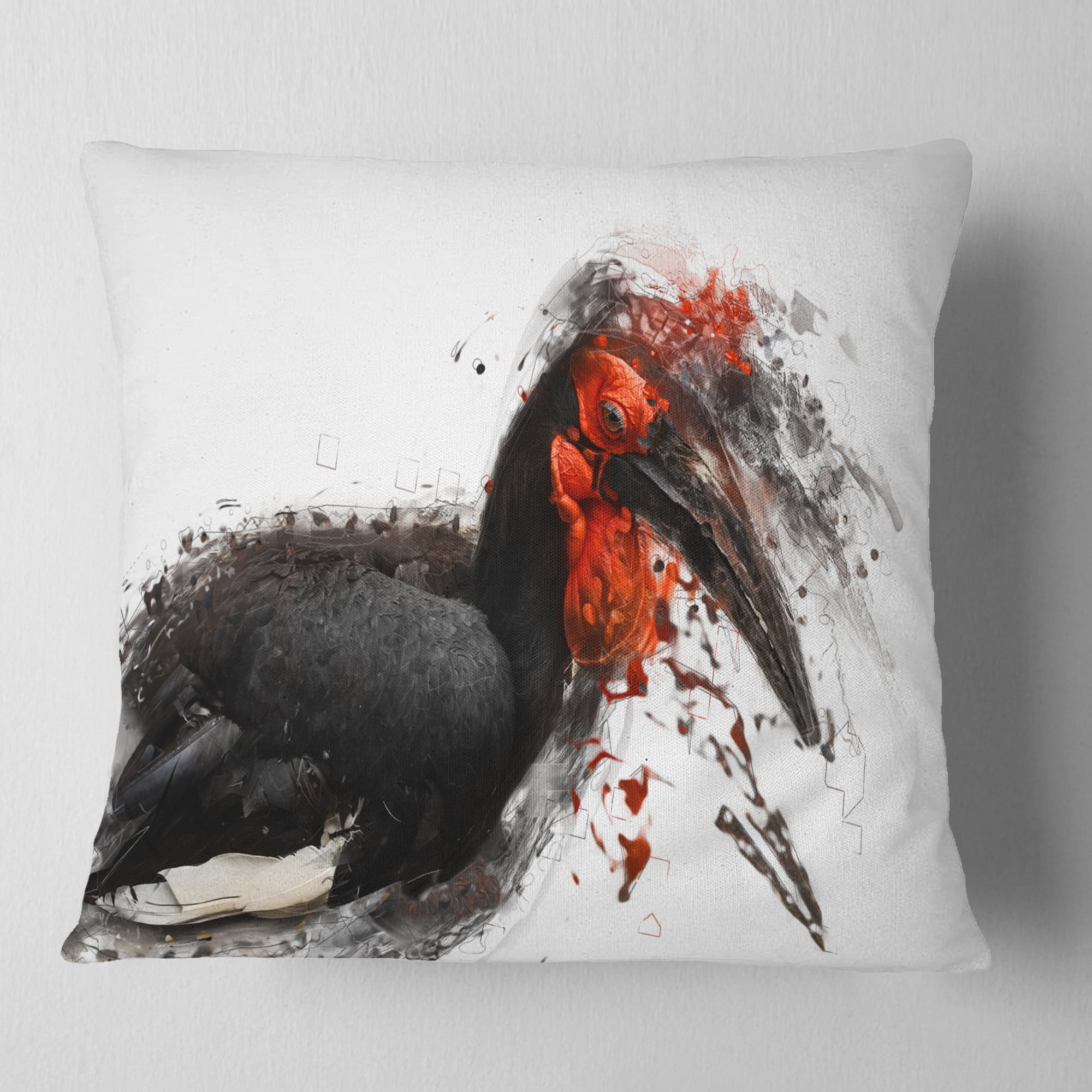 Designart Relaxing Large Exotic Bird - Animal Throw Pillow - 16x16