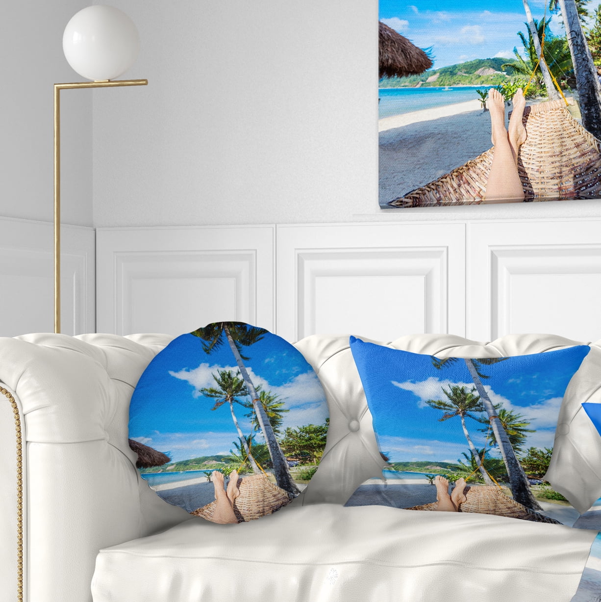 Designart Relaxing in Hammock - Landscape Photography Throw Pillow - 12x20