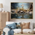 thumbnail image 1 of Designart "Religious Cross Divine Reflection horizon I" Spiritual Floater Framed Wall Art Living Room, 1 of 7