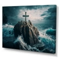 thumbnail image 1 of Designart Religious Cross In The Ocean Breaking Waves I Canvas Wall Art, 1 of 5