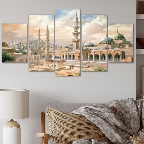 Designart "Religious Scene at the Prophet s Mosque II" Islamism Metal Wall Decor Set