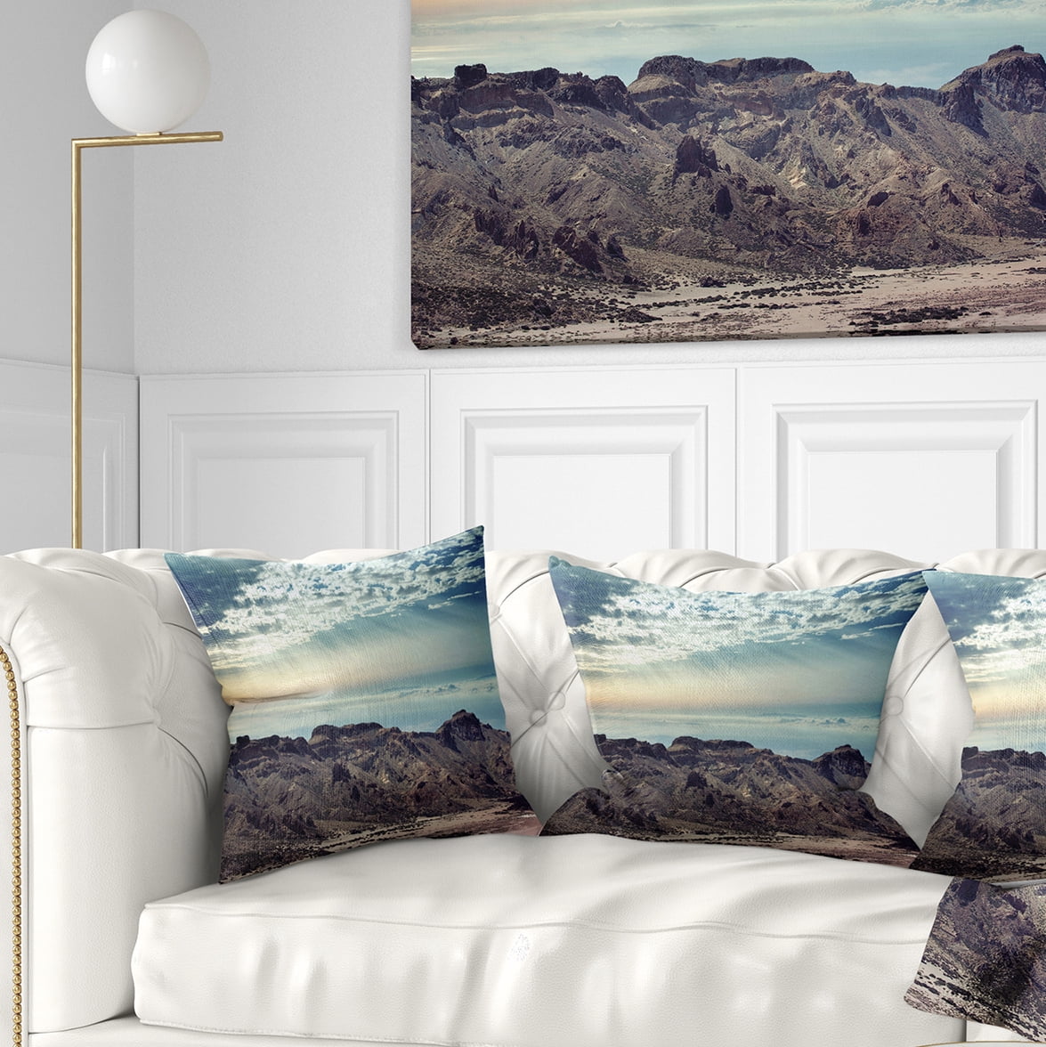 Designart Remote Mountains in Morning - Contemporary Throw Pillow - 18x18
