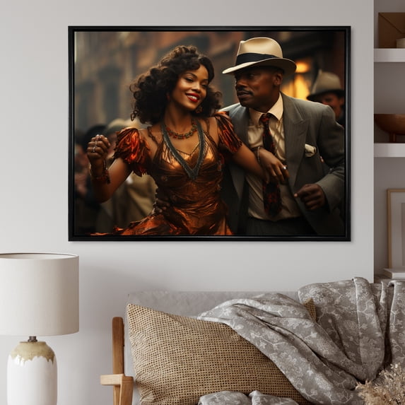 Designart "Renaissance of Harlem Jazz III" African American Floater Framed Wall Decor