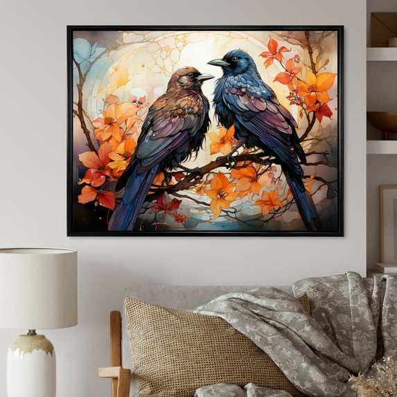 Designart "Renaissance of the Regal Crow I" Animals Floater Framed Canvas Print