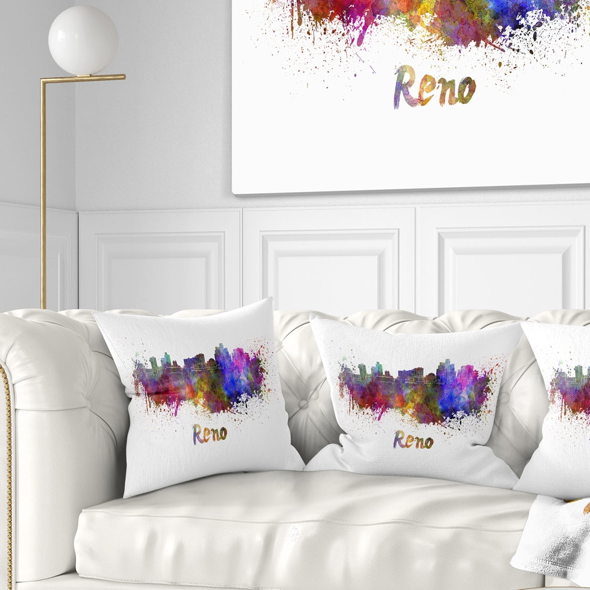 Designart Reno Skyline - Cityscape Throw Pillow - 16x16