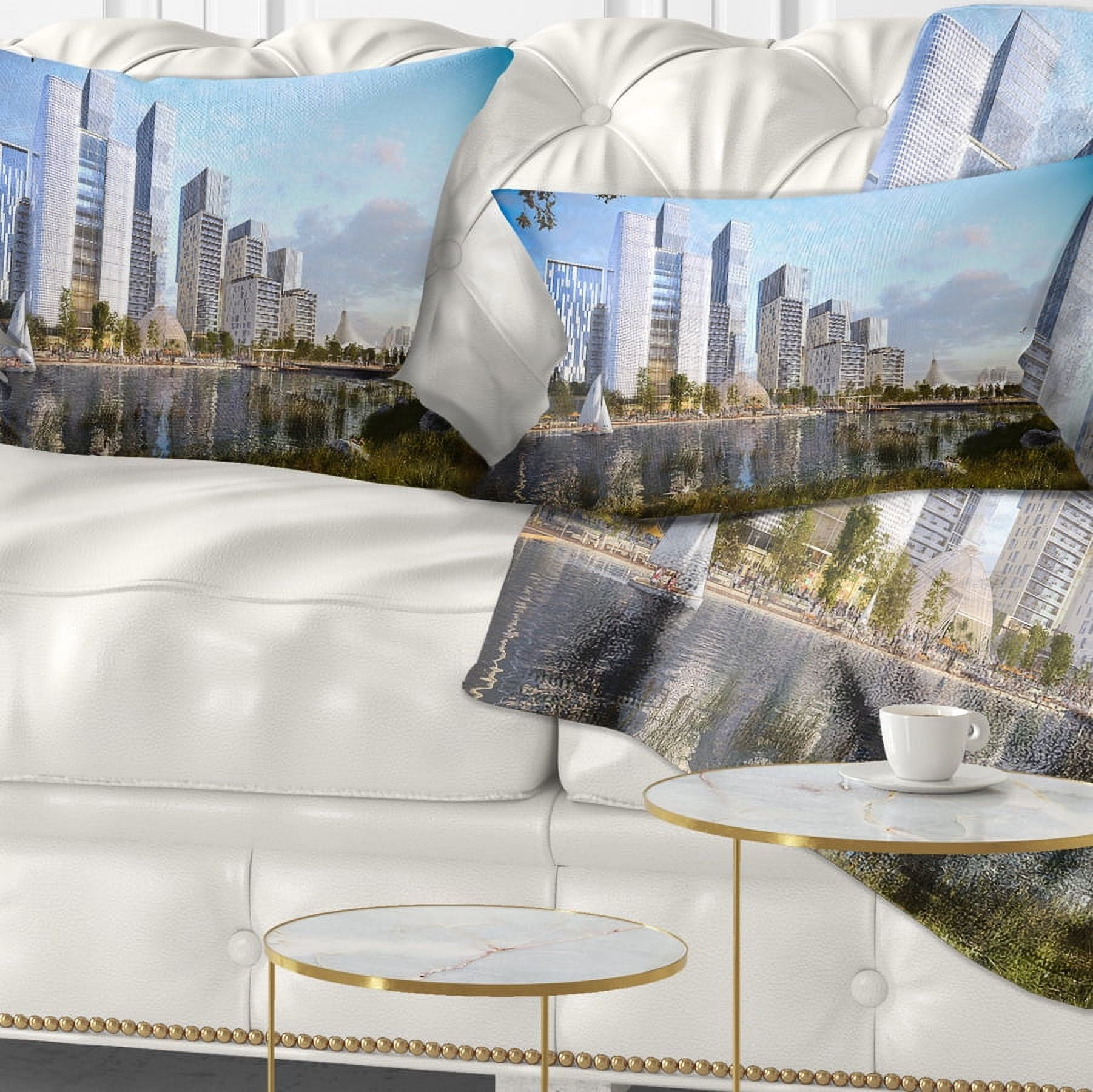 Designart Residential Complex - Cityscape Photography Throw Pillow - 12x20