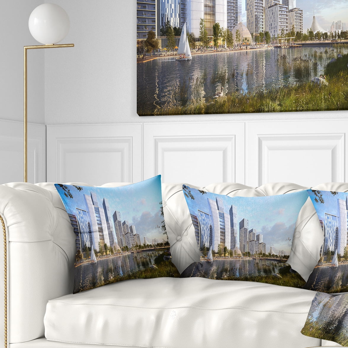 Designart Residential Complex - Cityscape Photography Throw Pillow - 16x16