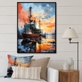 thumbnail image 1 of Designart "Resilient Rig Red Oil Rigs at Work II" Cityscapes Floater Framed Wall Decor, 1 of 7
