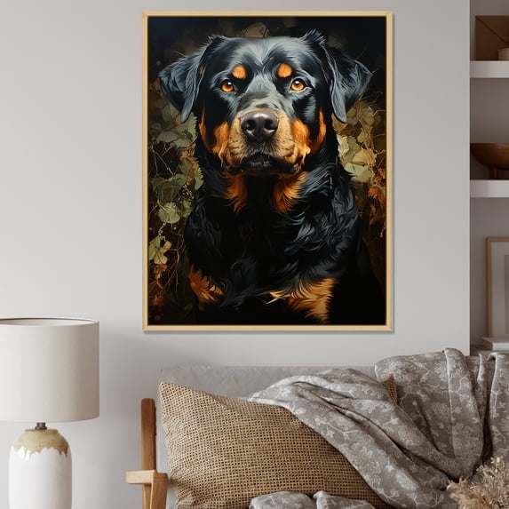 Designart "Resilient Rottweiler Spirit I" Animals Dog Floater Framed Wall Decor
