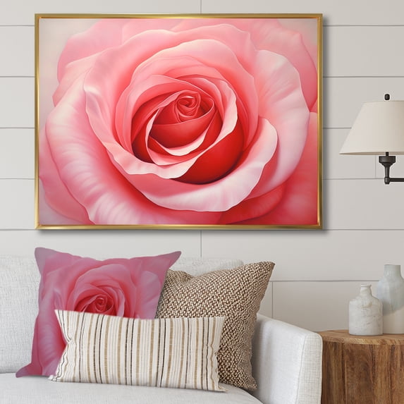 Designart "Resonant Crimson Blooms I" Roses Floater Framed Canvas Art Print