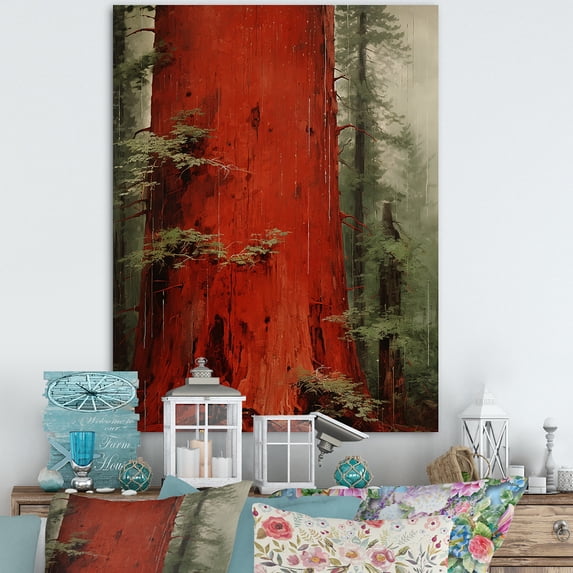 Designart "Resonating Redwood In Wilderness" Tree Redwood Wall Art Living Room