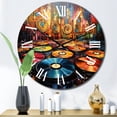 thumbnail image 1 of Designart "Resonating Rhythms on Vinyl Records II" Music Oversized Wall Clock, 1 of 5