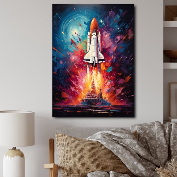Designart "Resonating Rocketship" Rocketship Canvas Wall Art