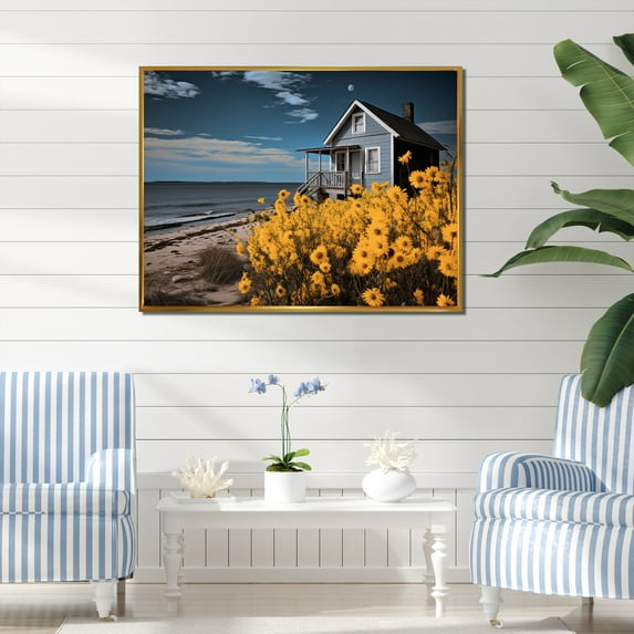 Designart "Retreat to the Seaside" Nautical & Beach Floater Framed Canvas Art Print