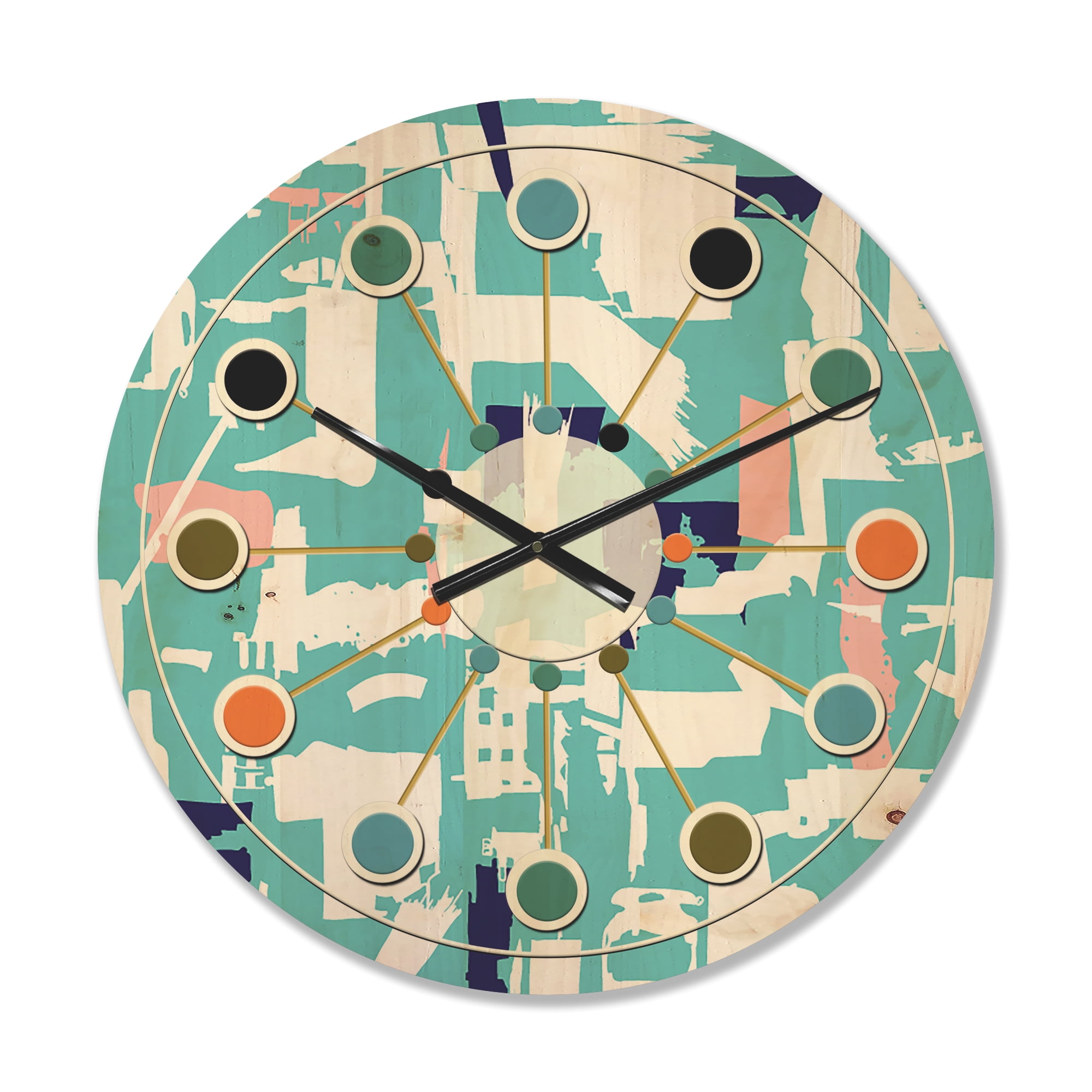 Designart 'Retro Abstract Artisan I' Mid-Century Modern Wood Wall Clock