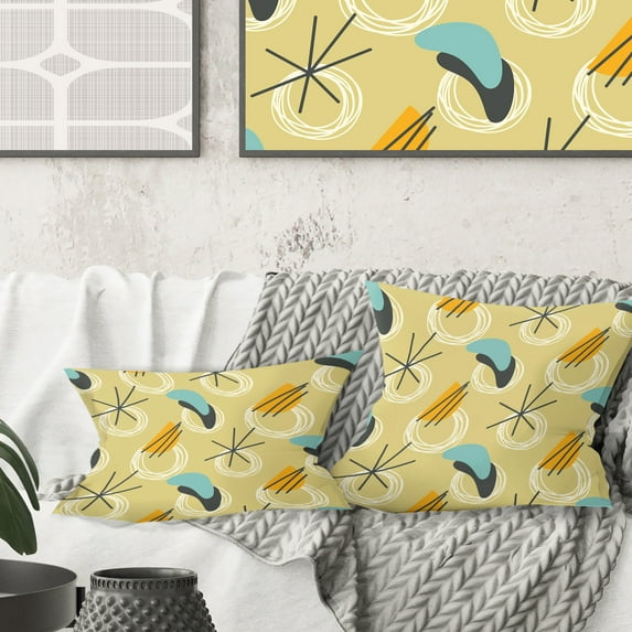 Designart Retro Abstract Design II' Mid-Century Modern Throw Pillow - 16x16