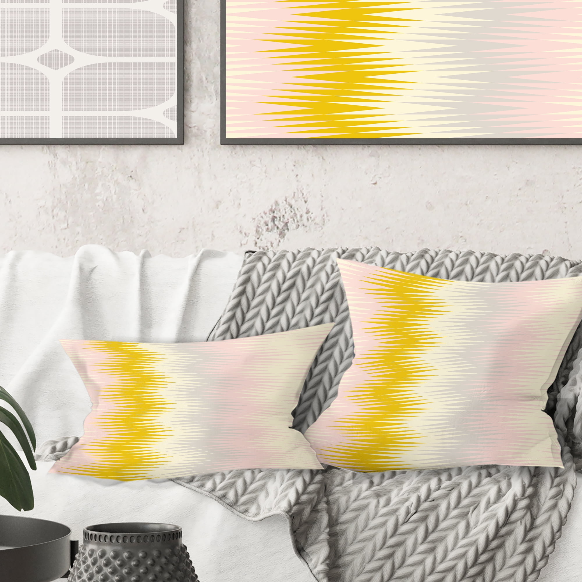 Designart Retro Abstract Design IV' Mid-Century Modern Throw Pillow - 16x16