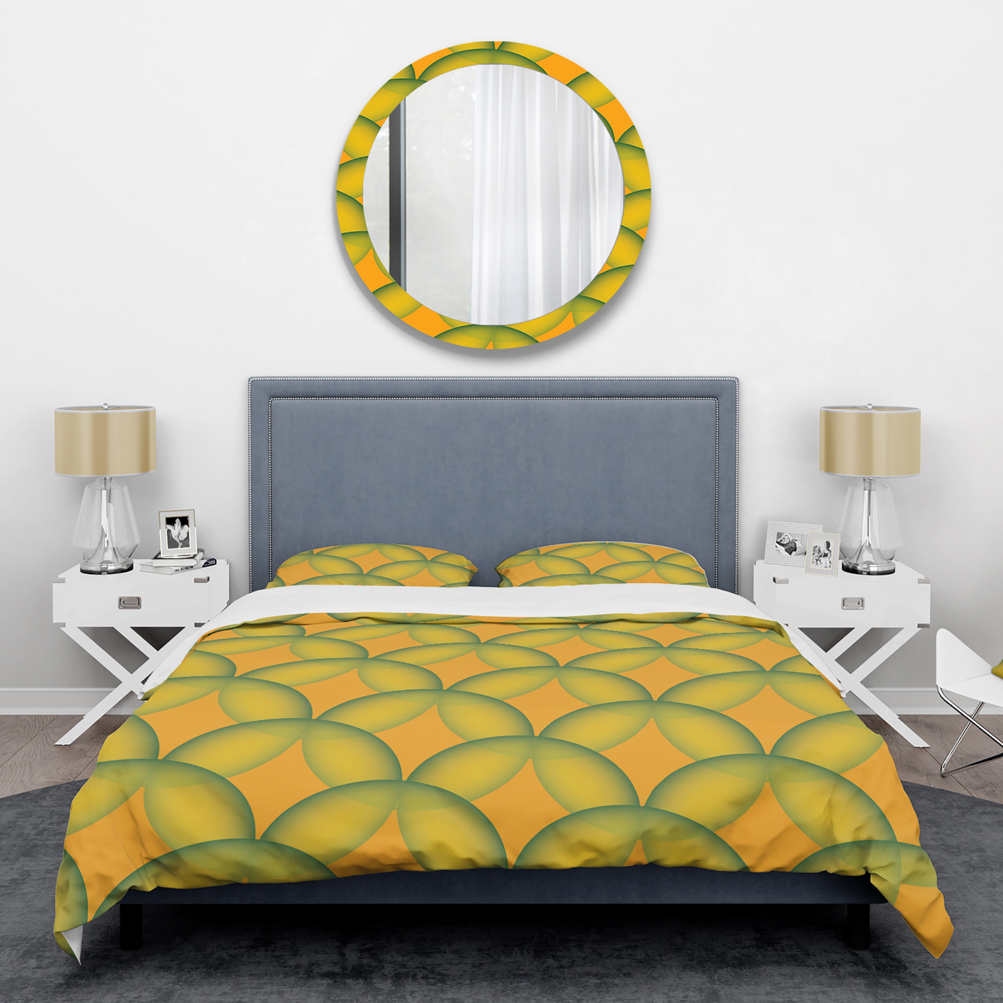 Designart 'Retro Abstract Design In Yellow And Green ' Mid-Century Modern Duvet Cover Set