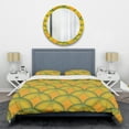 thumbnail image 1 of Designart 'Retro Abstract Design In Yellow And Green ' Mid-Century Modern Duvet Cover Set, 1 of 4