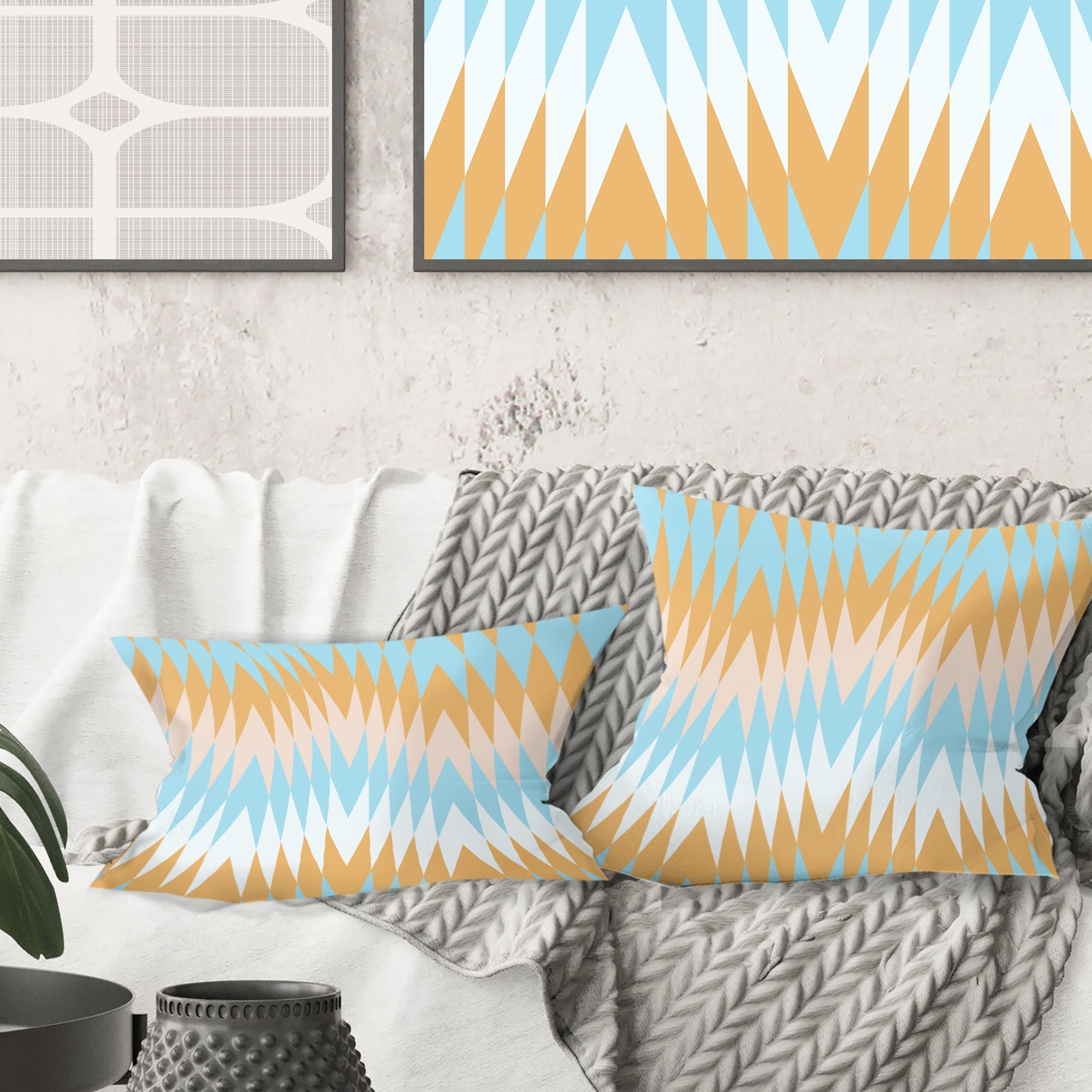 Designart Retro Abstract Design VI' Mid-Century Modern Throw Pillow - 18x18
