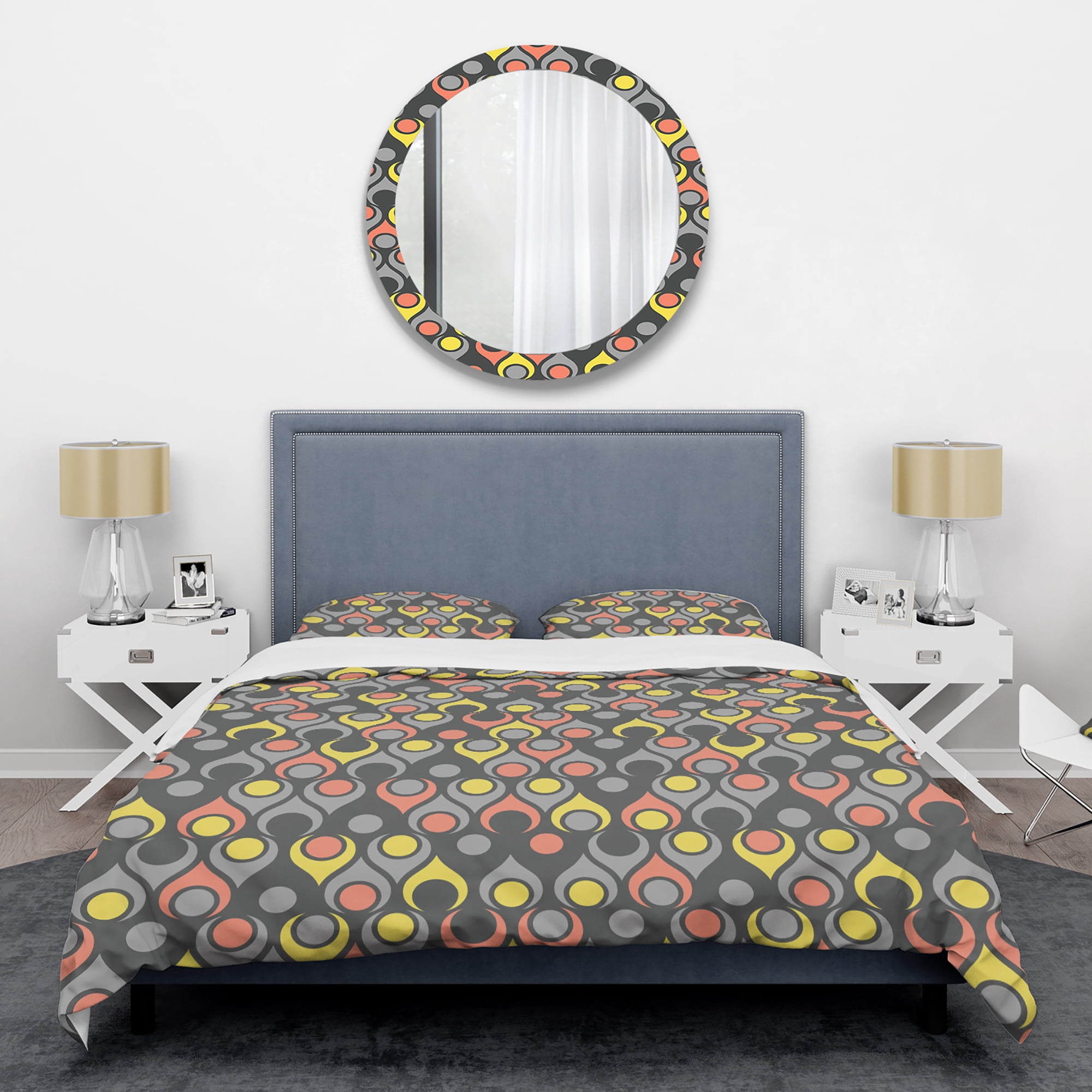 Designart 'Retro Abstract Drops I' Mid-Century Modern Duvet Cover Set